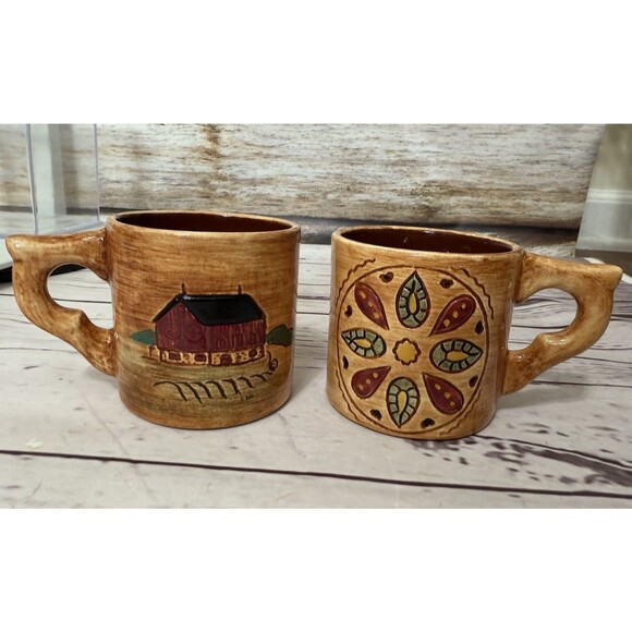 Pennsbury Pottery Mugs Set Of Two Amish Farm Hand Made - Picture 2 of 9